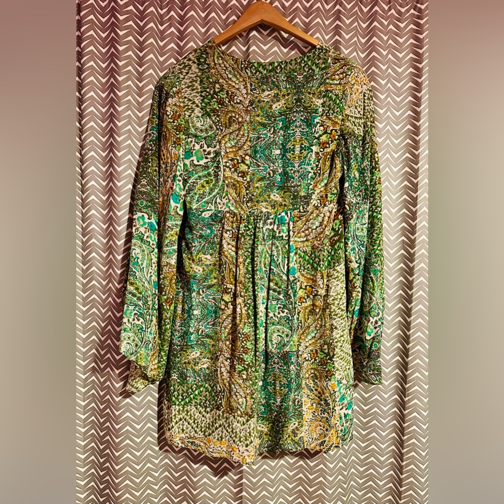 Anthropologie Green and Beige Mini Dress - Picture 6 of 8